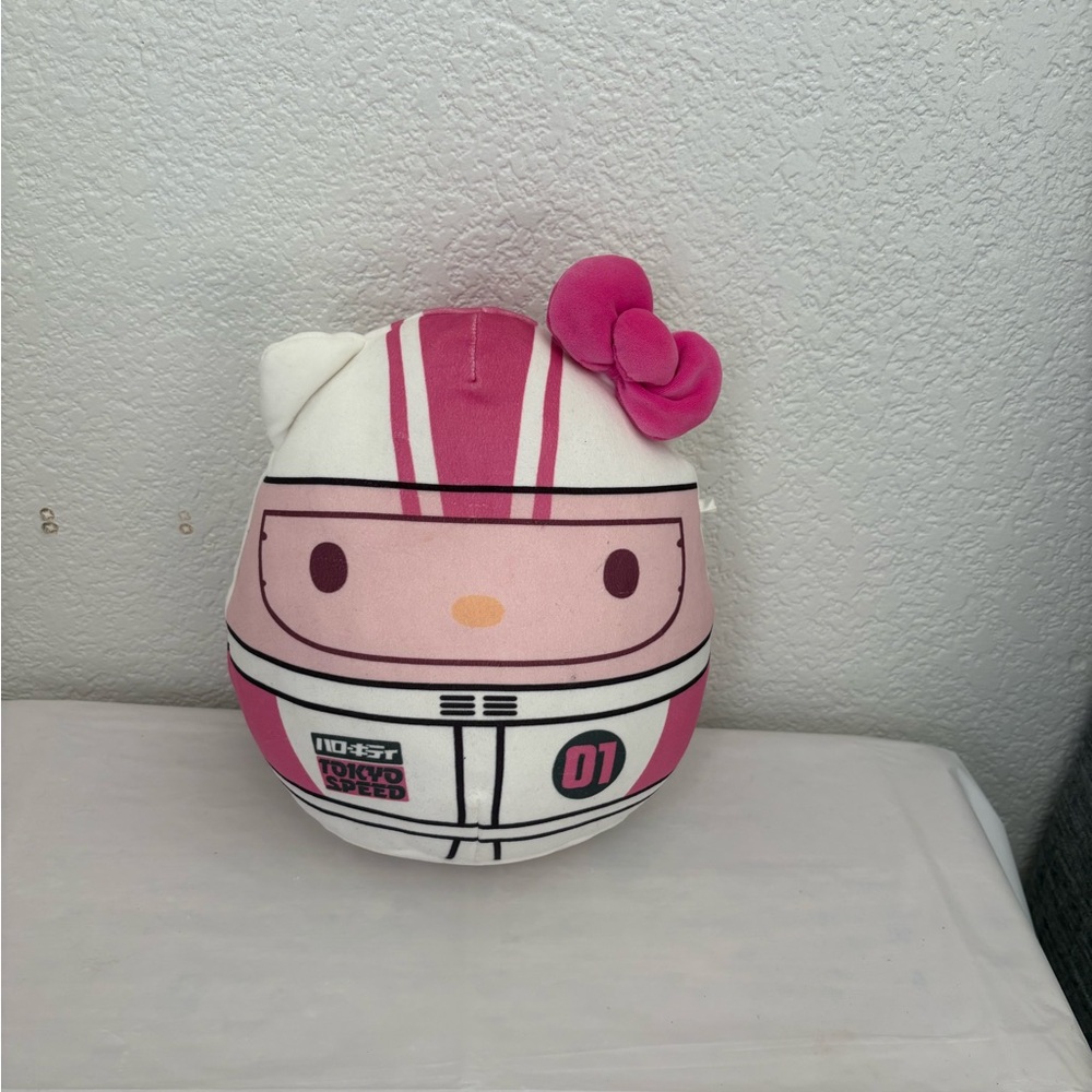 Squishmallows Racing Hello Kitty Plush - Pink and White
